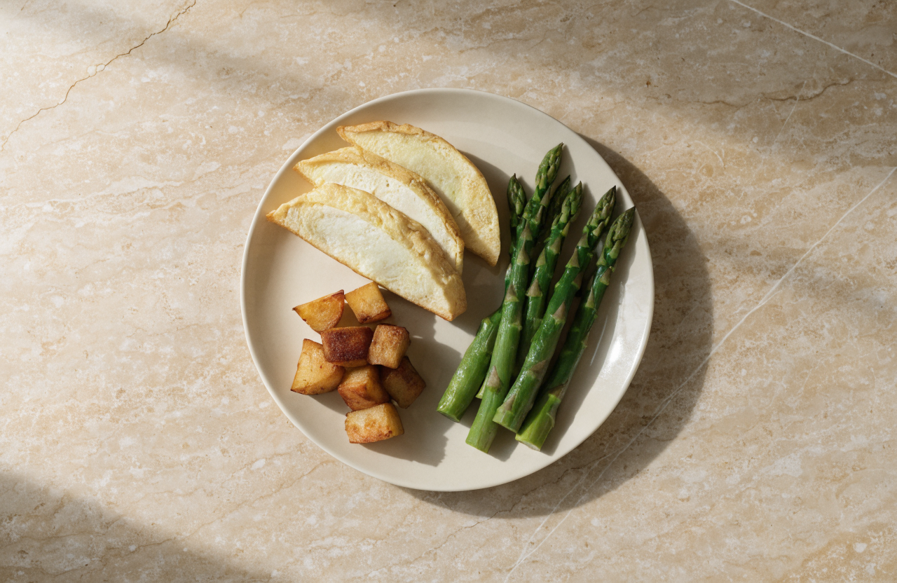 Frittata di albumi con patate e asparagi